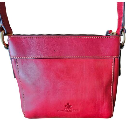 NWT Dooney and Bourke Florentine Allison RED Vachetta Leather Crossbody $278 - Picture 6 of 16